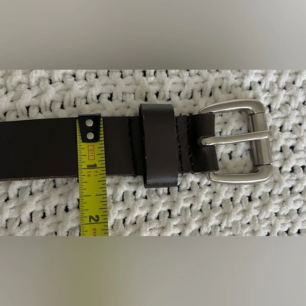 Unisex Dark Brown Leather Thick Braid Belt; Size M/L (Approx. 38” Total Length)